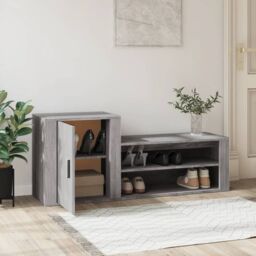 Berkfield Home Shoe Cabinet Grey Sonoma 130x35x54 cm Engineered Wood - Size: 130 x 35 x 54 cm - thumbnail 3