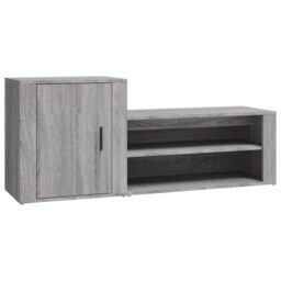 Berkfield Home Shoe Cabinet Grey Sonoma 130x35x54 cm Engineered Wood - Size: 130 x 35 x 54 cm - thumbnail 2