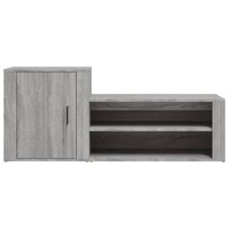 Berkfield Home Shoe Cabinet Grey Sonoma 130x35x54 cm Engineered Wood - Size: 130 x 35 x 54 cm - thumbnail 6