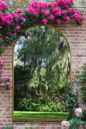 "MirrorOutlet Gold Framed Arched Leaner/Wall Garden Mirror 75"" x 47"" (190x120CM) - Size: 1 Pack" - thumbnail 1