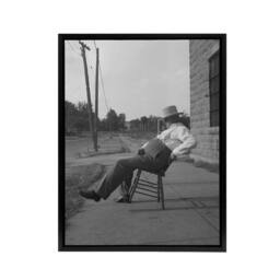 "Artery8 Oklahoma Sheriff in front of jail Lange Framed Canvas Wall Art Print in Grey - Size: W12"" x H16""" - thumbnail 1