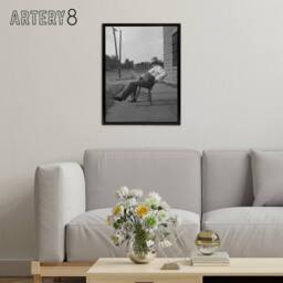 "Artery8 Oklahoma Sheriff in front of jail Lange Framed Canvas Wall Art Print in Grey - Size: W12"" x H16""" - thumbnail 3