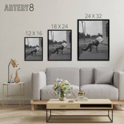 "Artery8 Oklahoma Sheriff in front of jail Lange Framed Canvas Wall Art Print in Grey - Size: W12"" x H16""" - thumbnail 4