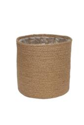 KDMD Natural Jute Braided Rope Round Basket w Liner 18cm - thumbnail 2