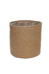KDMD Natural Jute Braided Rope Round Basket w Liner 18cm
