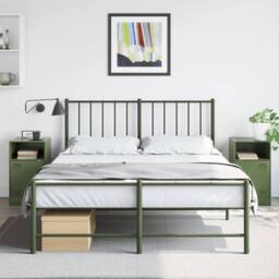 Berkfield Home Bedside Cabinets 2 pcs Olive Green 34.5x39x62 cm Steel - thumbnail 2