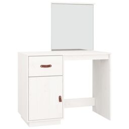 Berkfield Home Dressing Table White 95x50x134 cm Solid Wood Pine - Size: 95 x 50 x 134 cm - thumbnail 2