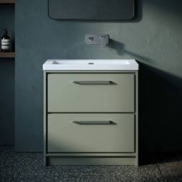Balterley Bathroom 2 Soft-Close Drawer Floor Fireclay Basin, Green, 800mm in Green - thumbnail 3
