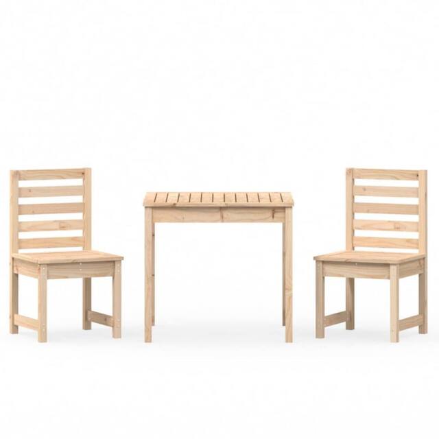 Berkfield Home 3 Piece Garden Bistro Set Solid Wood Pine in Light Tan