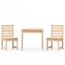 Berkfield Home 3 Piece Garden Bistro Set Solid Wood Pine in Light Tan - thumbnail 1