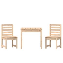 Berkfield Home 3 Piece Garden Bistro Set Solid Wood Pine in Light Tan - thumbnail 5