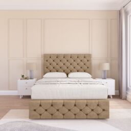 "Sloomy Watson Divan Bed Base 2 Drawers 12"" Footboard & 54"" Floor Standing Headboard in Light Brown - Size: Single" - thumbnail 2