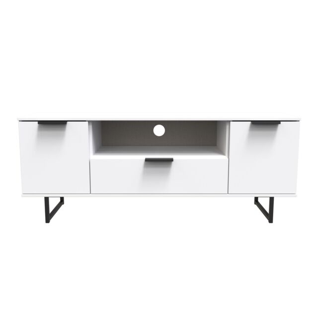 Ready Assembled 2 U Fuji 2 Door 1 Drawer Wide TV Unit (Ready Assembled) in White - image 1