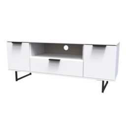 Ready Assembled 2 U Fuji 2 Door 1 Drawer Wide TV Unit (Ready Assembled) in White - thumbnail 3