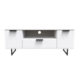 Ready Assembled 2 U Fuji 2 Door 1 Drawer Wide TV Unit (Ready Assembled) in White - thumbnail 1