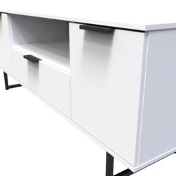 Ready Assembled 2 U Fuji 2 Door 1 Drawer Wide TV Unit (Ready Assembled) in White - thumbnail 4