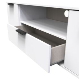 Ready Assembled 2 U Fuji 2 Door 1 Drawer Wide TV Unit (Ready Assembled) in White - thumbnail 5