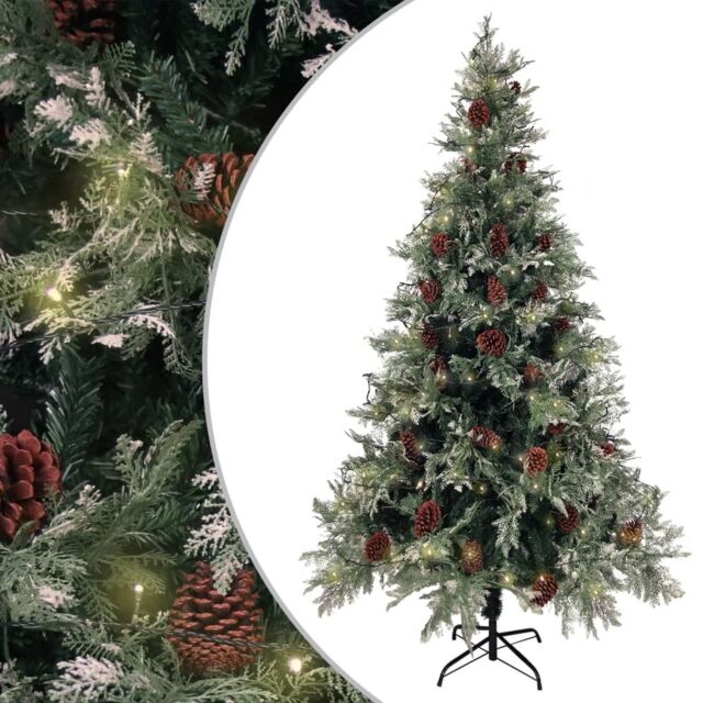 Berkfield Home Pre-lit Christmas Tree with Pine Cones Green&White 195 cm PVC&PE in Green - image 1