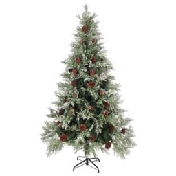 Berkfield Home Pre-lit Christmas Tree with Pine Cones Green&White 195 cm PVC&PE in Green - thumbnail 2