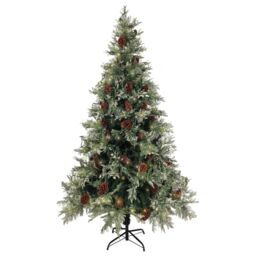 Berkfield Home Pre-lit Christmas Tree with Pine Cones Green&White 195 cm PVC&PE in Green - thumbnail 3