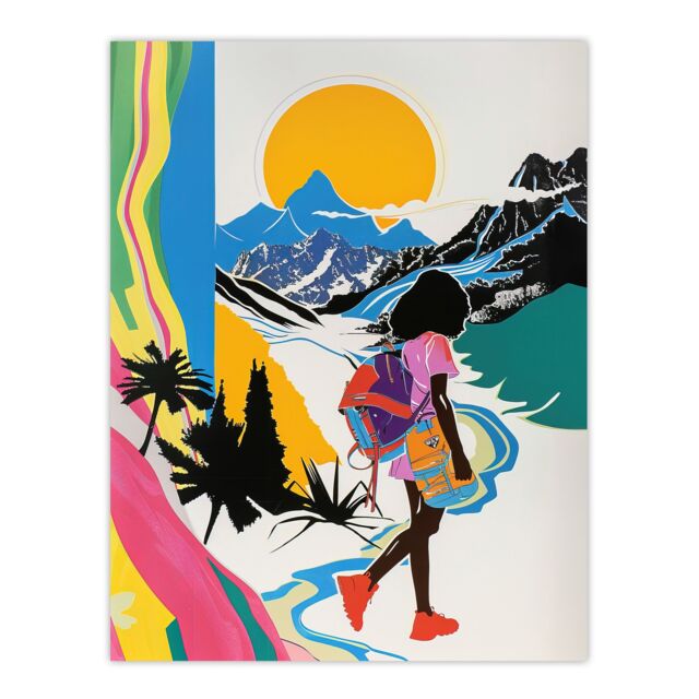"Artery8 Hiking Outdoor Adventure Graphic Conceptual Art Wall Art Print - Size: W24"" x H32""" - image 1