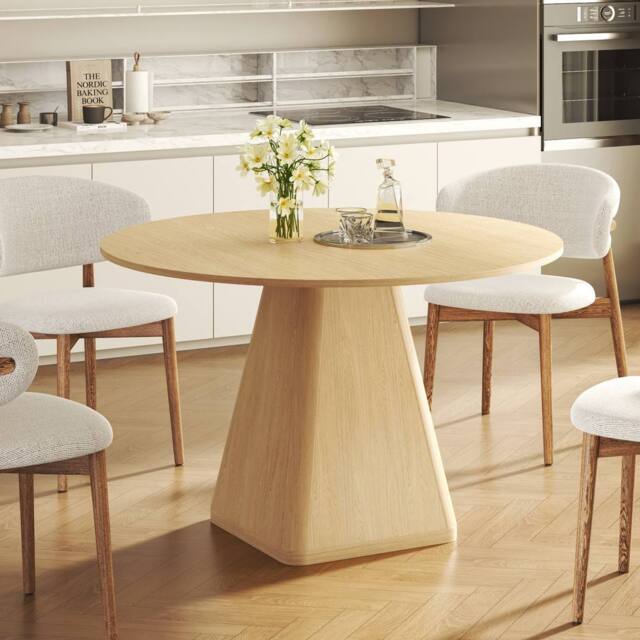 Dprodo 120CM Round Dining Table(Without Chair) in Light Oak - Size: 120 cm - image 1