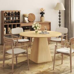 Dprodo 120CM Round Dining Table(Without Chair) in Light Oak - Size: 120 cm - thumbnail 4
