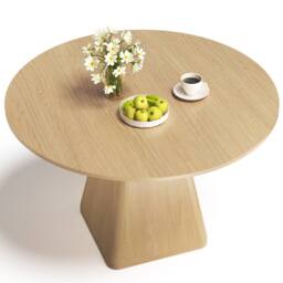 Dprodo 120CM Round Dining Table(Without Chair) in Light Oak - Size: 120 cm - thumbnail 2