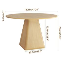 Dprodo 120CM Round Dining Table(Without Chair) in Light Oak - Size: 120 cm - thumbnail 5