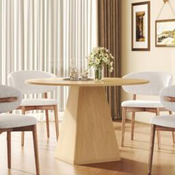 Dprodo 120CM Round Dining Table(Without Chair) in Light Oak - Size: 120 cm - thumbnail 3