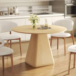 Dprodo 120CM Round Dining Table(Without Chair) in Light Oak - Size: 120 cm - thumbnail 1