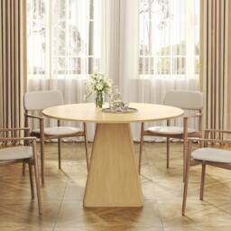 Dprodo 120CM Round Dining Table(Without Chair) in Light Oak - Size: 120 cm - thumbnail 6