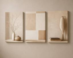 "Mafett Modern Neutral Canvas Wall Art Print Beige Aesthetic Decor - Size: W24"" x H32""" - thumbnail 3