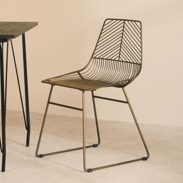 Orsina Comfortable Small Metal Wire Chair, Metal Chair for Kitchen, Outdoor Tapered Metal Chair for Patio in Brown - image 1