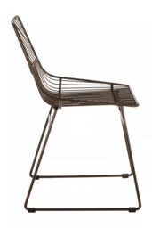 Orsina Comfortable Small Metal Wire Chair, Metal Chair for Kitchen, Outdoor Tapered Metal Chair for Patio in Brown - thumbnail 3