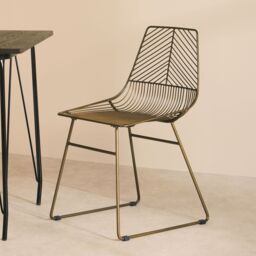 Orsina Comfortable Small Metal Wire Chair, Metal Chair for Kitchen, Outdoor Tapered Metal Chair for Patio in Brown - thumbnail 1