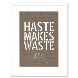 "Artery8 Wall Art Print Dictionary Page Quote Benjamin Franklin Haste Makes Waste Artwork Framed 9X7 Inch in White - Size: W7"" x H9""" - thumbnail 1