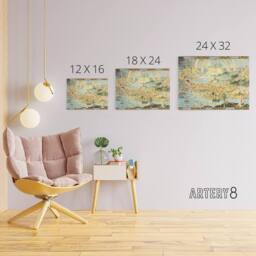"Artery8 Map Sleigh 1918 Ancient Fairyland Fantasy Canvas Wall Art Print - Size: W18"" x H24""" - thumbnail 4