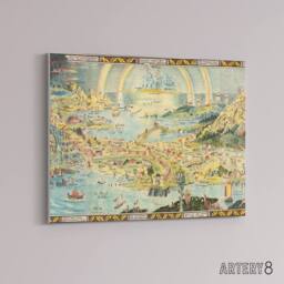 "Artery8 Map Sleigh 1918 Ancient Fairyland Fantasy Canvas Wall Art Print - Size: W18"" x H24""" - thumbnail 2