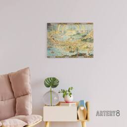 "Artery8 Map Sleigh 1918 Ancient Fairyland Fantasy Canvas Wall Art Print - Size: W18"" x H24""" - thumbnail 3