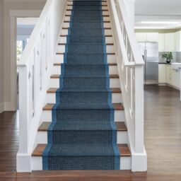 runrug Stair Runner Carpet - Durable, Non-Slip, 7mm - 'Aztec' in Blue - Size: 80 cm x 720 cm - thumbnail 1