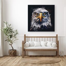 "Warren Reed - Designer Eagle In Glasses Splashart Canvas - Size: W30"" x H30""" - thumbnail 1