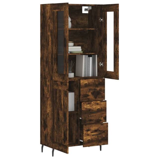 Berkfield Home Highboard Smoked Oak 69.5x34x180 cm Engineered Wood in Brown