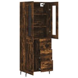 Berkfield Home Highboard Smoked Oak 69.5x34x180 cm Engineered Wood in Brown - thumbnail 4