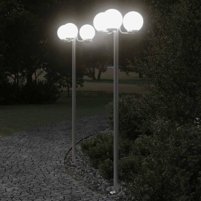 Berkfield Home Outdoor Floor Lamps 3pcs Silver 215 cm Stainless Steel - image 1