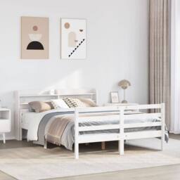 Berkfield Home Beautiful Bed Frame with Headboard without Mattress White 150x200 - Size: King - thumbnail 2