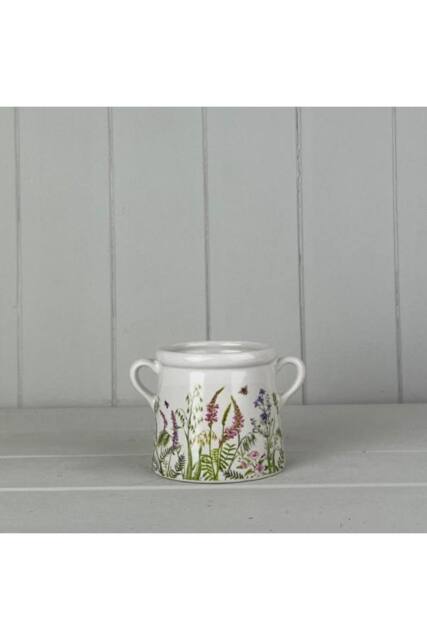 KDMD White & Multicolour Delicate Meadow Design Pot - image 1