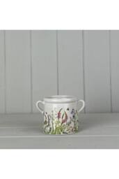 KDMD White & Multicolour Delicate Meadow Design Pot - thumbnail 1