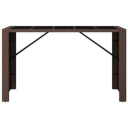 Berkfield Home Beautiful Bar Table with Glass Top Brown 185x80x110 cm Poly Rattan - Size: 185 x 80 x 110 cm - thumbnail 1
