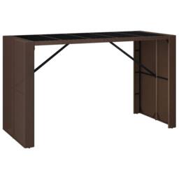 Berkfield Home Beautiful Bar Table with Glass Top Brown 185x80x110 cm Poly Rattan - Size: 185 x 80 x 110 cm - thumbnail 3